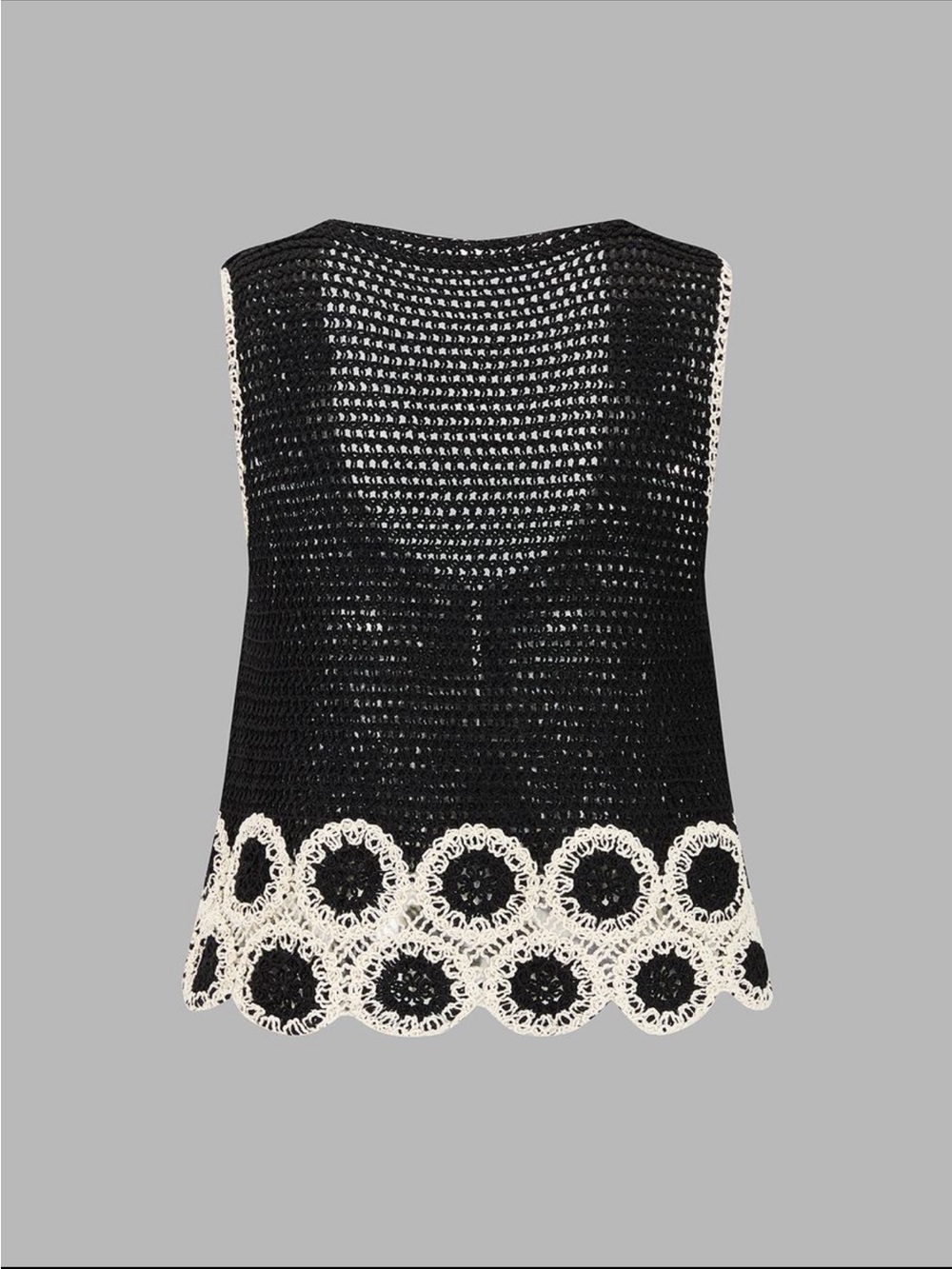 Commense Black Crochet Lace Trim Sleeveless Vest & Mini Skirt Set - Picture 4 of 8